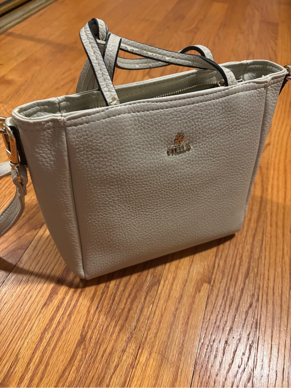 Beige Handbag with Crossbody Attachment
